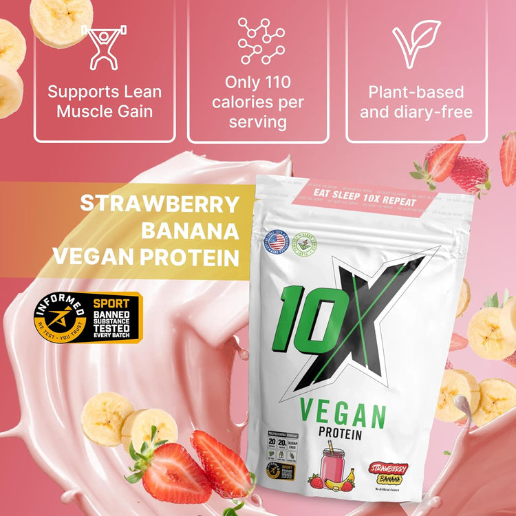 10X Athletic Vegan Protein 540g Strawberry Banana