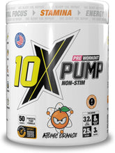 10X Athletic Non Stim Pre Workout No Caffeine Beta Alanine Creatine Sugar Free Vegan Low Calorie Various Flavours 600g 25/50 Servings (Atomic Orange)