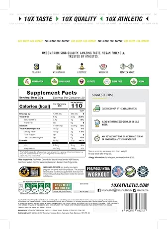 10X Athletic Vegan Protein 540g Chocolate Mint