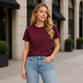 Essential Crew Neck T-Shirt – Burgundy | 100% Cotton | 160 GSM | Regular Fit
