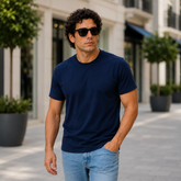 Essential Crew Neck T-Shirt – Navy | 100% Cotton | 160 GSM | Regular Fit