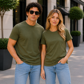 Essential Crew Neck T-Shirt – Olive Green | 100% Cotton | 160 GSM | Regular Fit