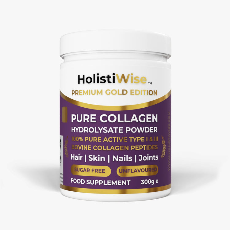 Hydrolysed Collagen Peptides Powder | 10,000mg | Type I & III | Halal | Grass Fed Bovine | Unflavoured 300g UK