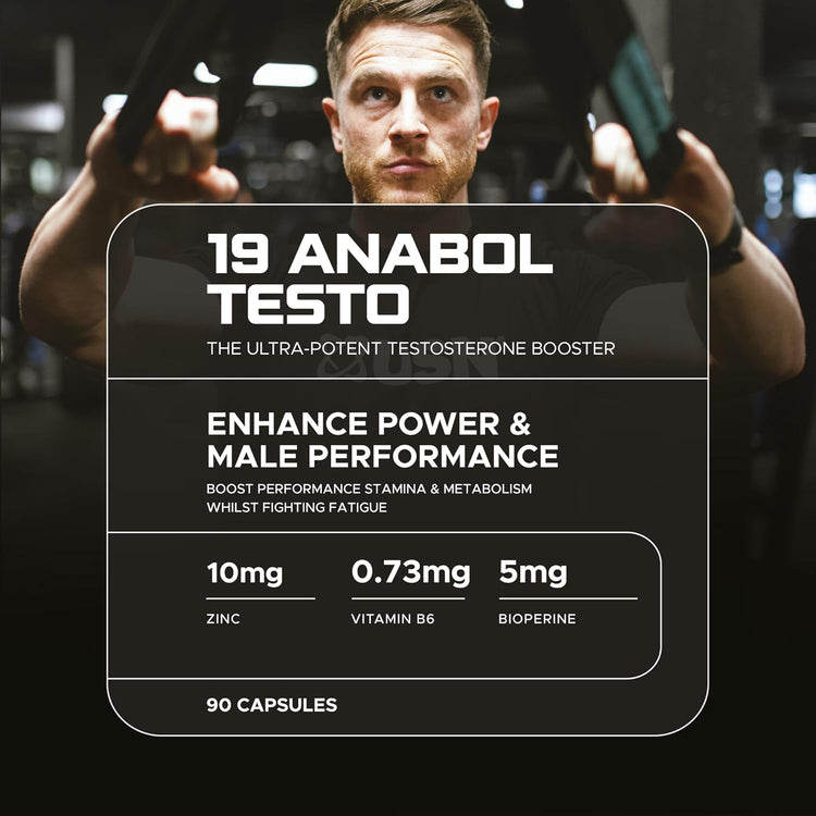 USN 19-Anabol Testo 90 Caps | Natural Testosterone Support | Muscle Growth, Strength & Recovery Booster | Anti-Catabolic Formula for Men