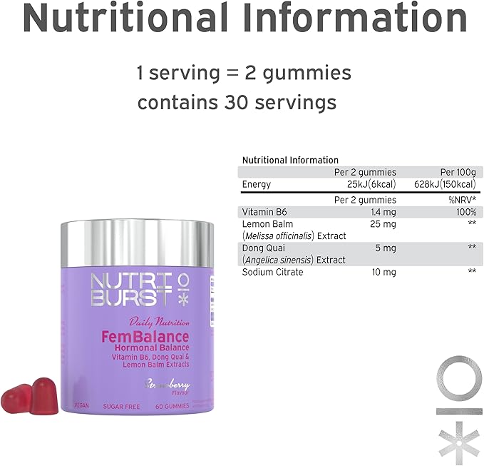 Nutriburst Fembalance 60 Gummies Strawberry