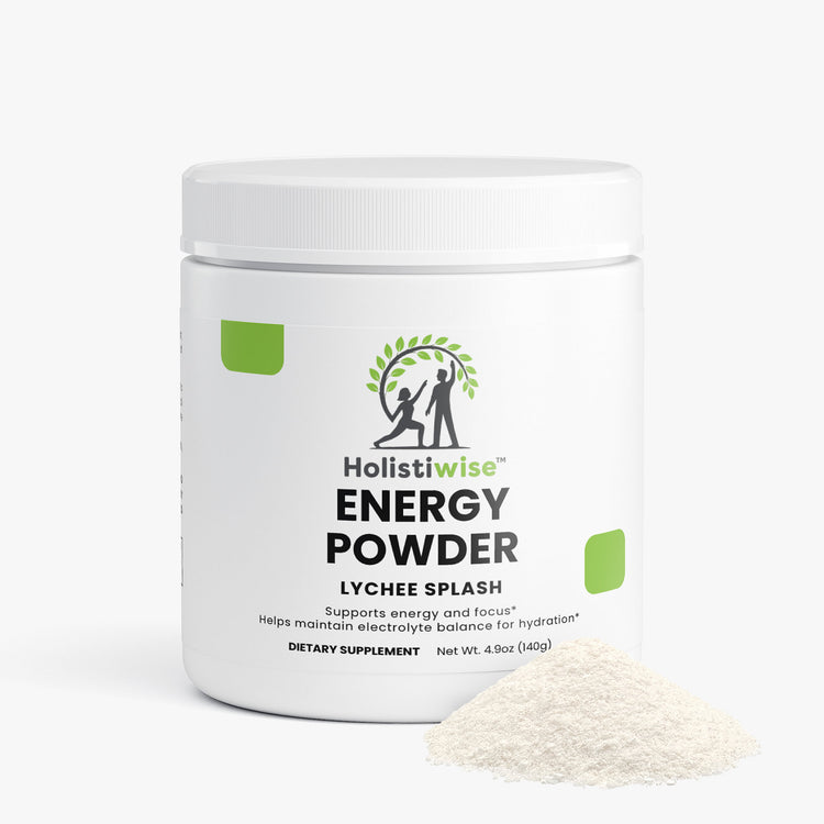 Energy Powder (Lychee Splash) – Caffeine + L-Theanine | Sugar-Free Mental Boost | 140g | Vegan, Made in USA