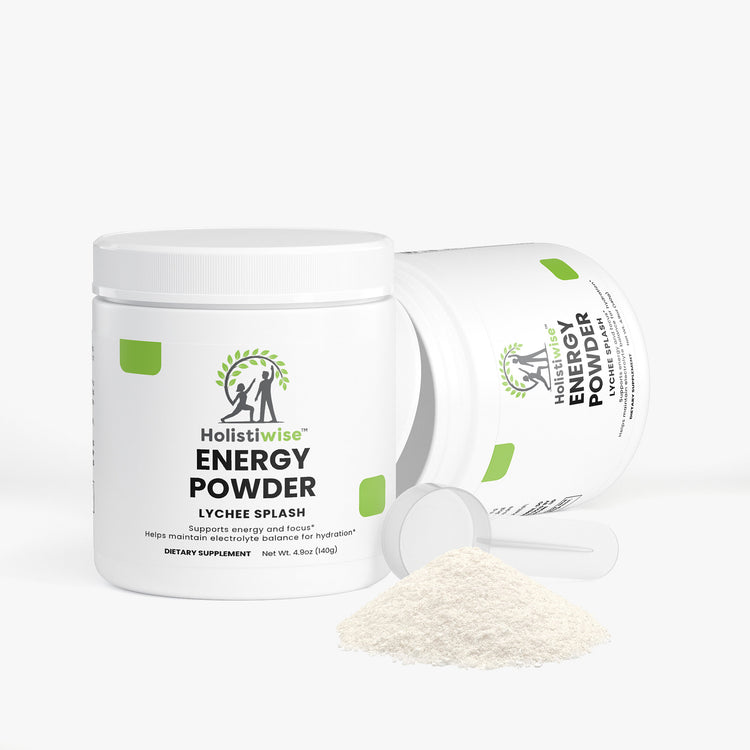 Energy Powder (Lychee Splash) – Caffeine + L-Theanine | Sugar-Free Mental Boost | 140g | Vegan, Made in USA