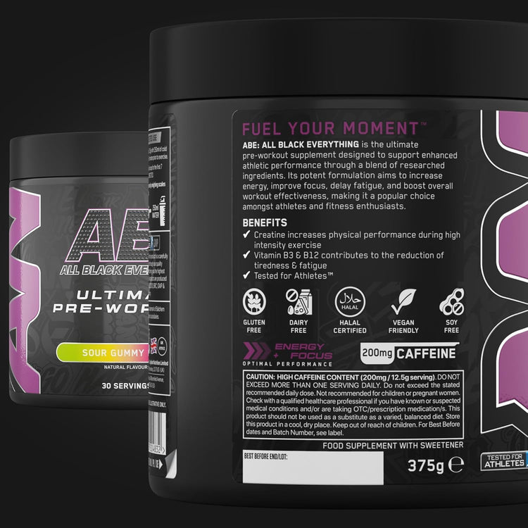 Applied Nutrition ABE (All Black Everything) 375g Sour Gummy Bear