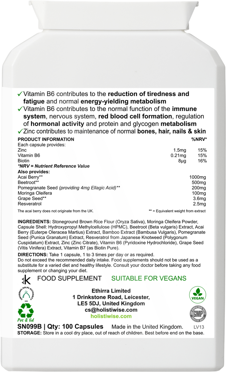 Acai Immune Complex+ Capsules – Acai Berry with Vitamins, Minerals & Herbal Support for Immunity, Energy & Skin