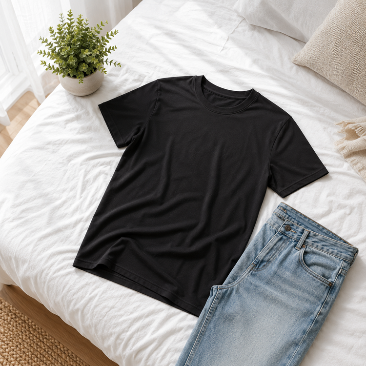 Essential Crew Neck T-Shirt – Black | 100% Cotton | 160 GSM | Regular Fit