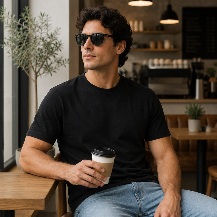 Essential Crew Neck T-Shirt – Black | 100% Cotton | 160 GSM | Regular Fit