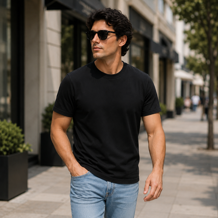 Essential Crew Neck T-Shirt – Black | 100% Cotton | 160 GSM | Regular Fit