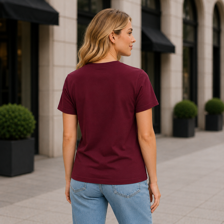 Essential Crew Neck T-Shirt – Burgundy | 100% Cotton | 160 GSM | Regular Fit