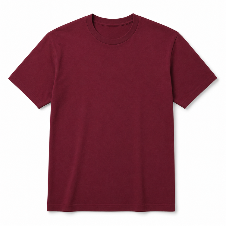 Essential Crew Neck T-Shirt – Burgundy | 100% Cotton | 160 GSM | Regular Fit