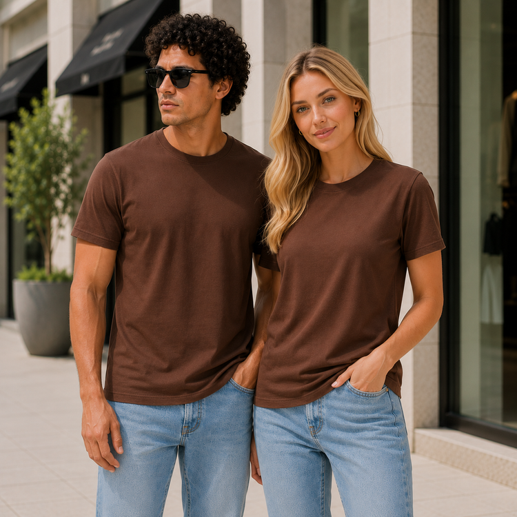 Essential Crew Neck T-Shirt – Chocolate Brown | 100% Cotton | 160 GSM | Regular Fit