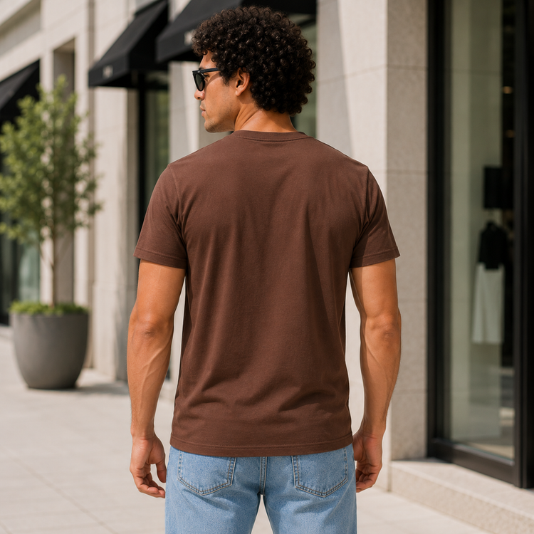 Essential Crew Neck T-Shirt – Chocolate Brown | 100% Cotton | 160 GSM | Regular Fit