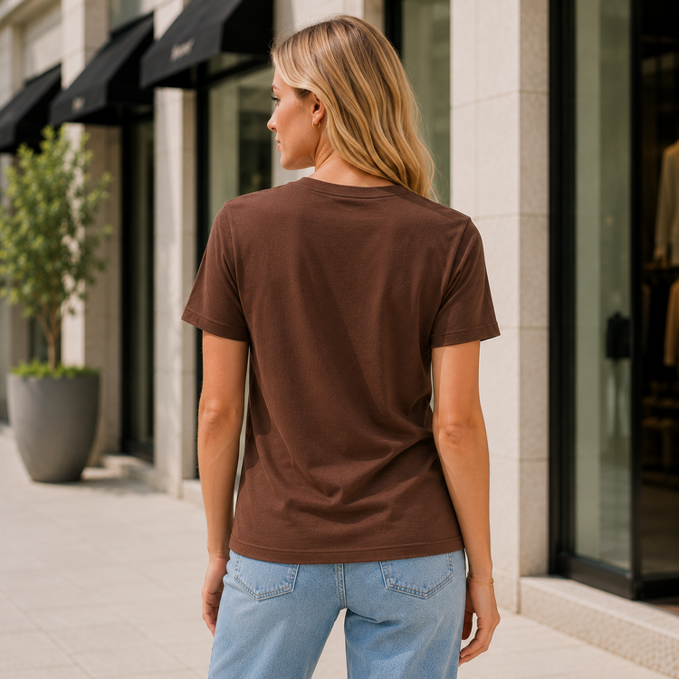 Essential Crew Neck T-Shirt – Chocolate Brown | 100% Cotton | 160 GSM | Regular Fit