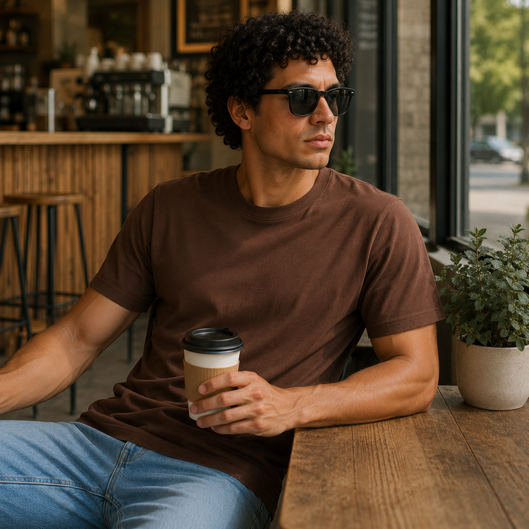 Essential Crew Neck T-Shirt – Chocolate Brown | 100% Cotton | 160 GSM | Regular Fit