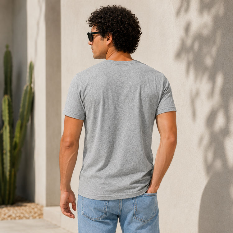 Essential Crew Neck T-Shirt – Heather Grey | 100% Cotton | 160 GSM | Regular Fit