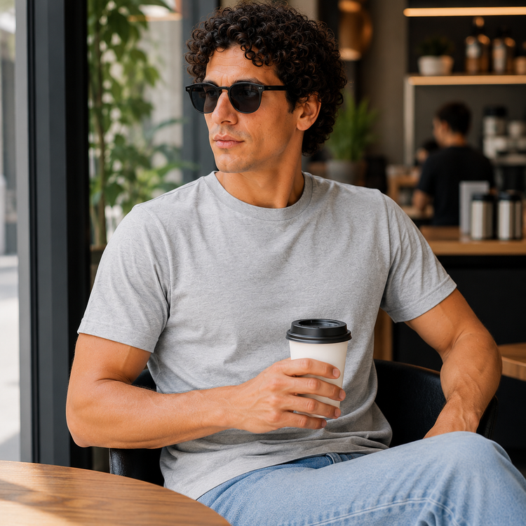 Essential Crew Neck T-Shirt – Heather Grey | 100% Cotton | 160 GSM | Regular Fit