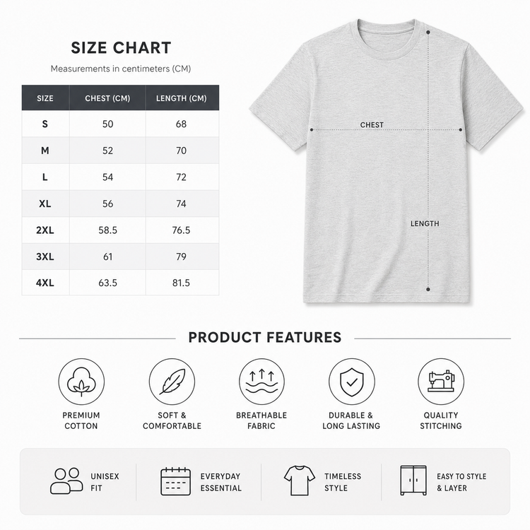Essential Crew Neck T-Shirt – Heather Grey | 100% Cotton | 160 GSM | Regular Fit