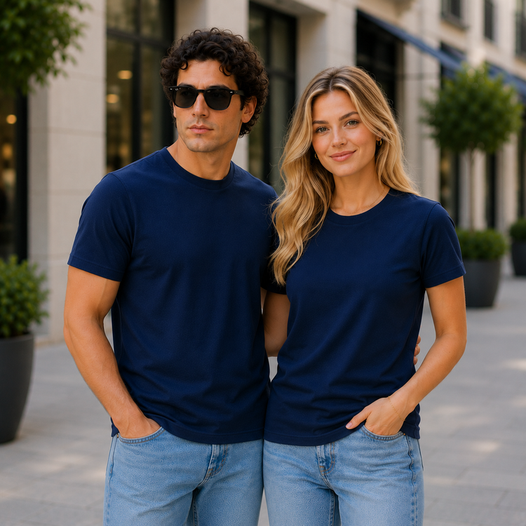 Essential Crew Neck T-Shirt – Navy | 100% Cotton | 160 GSM | Regular Fit