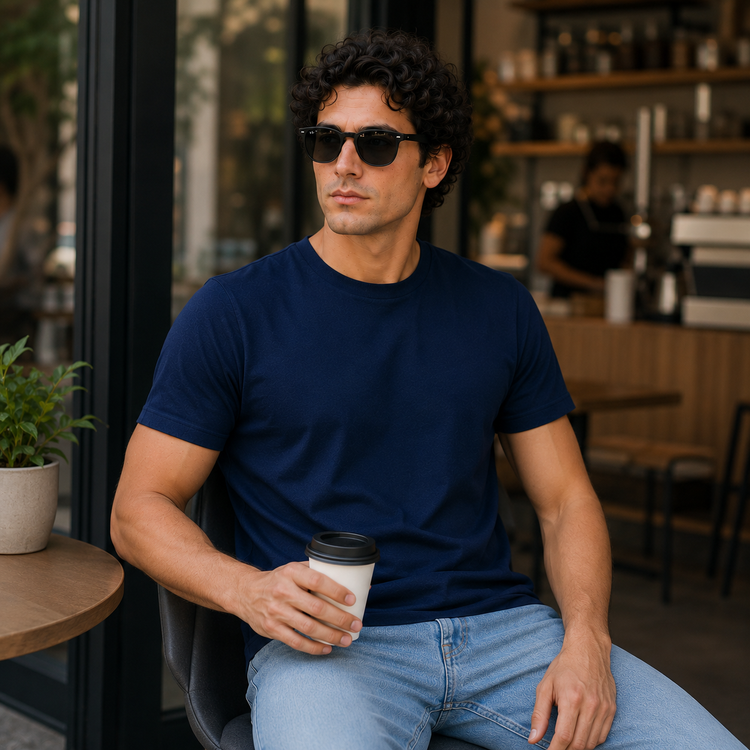Essential Crew Neck T-Shirt – Navy | 100% Cotton | 160 GSM | Regular Fit