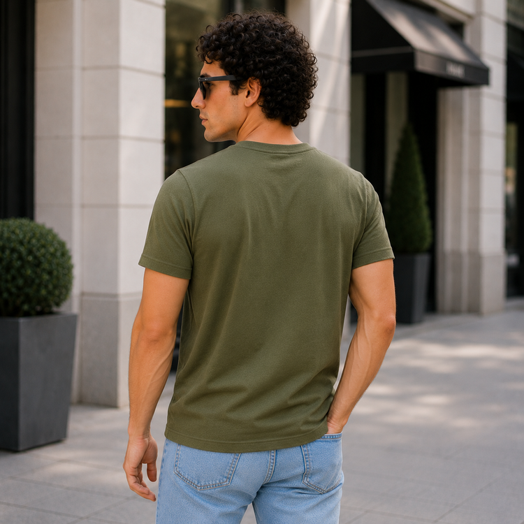 Essential Crew Neck T-Shirt – Olive Green | 100% Cotton | 160 GSM | Regular Fit