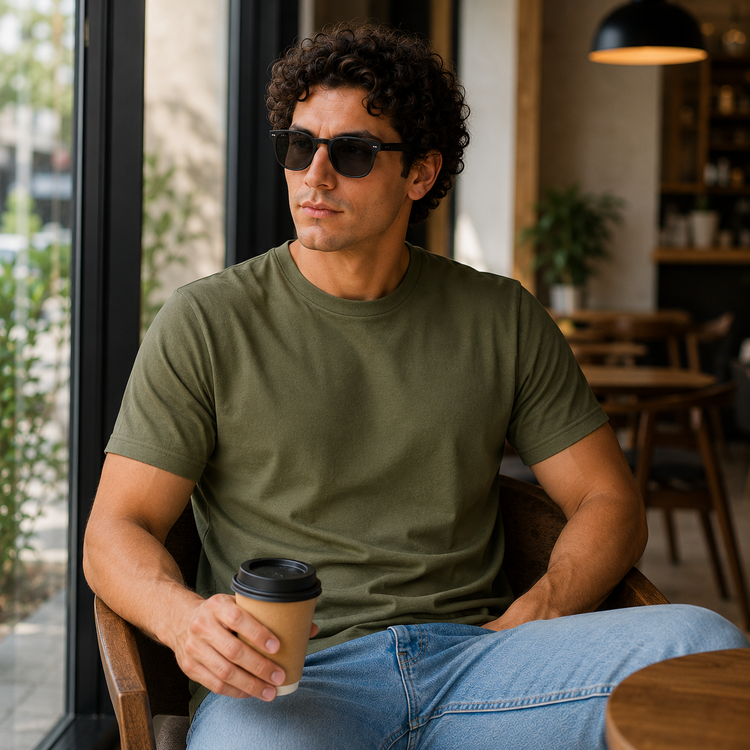 Essential Crew Neck T-Shirt – Olive Green | 100% Cotton | 160 GSM | Regular Fit