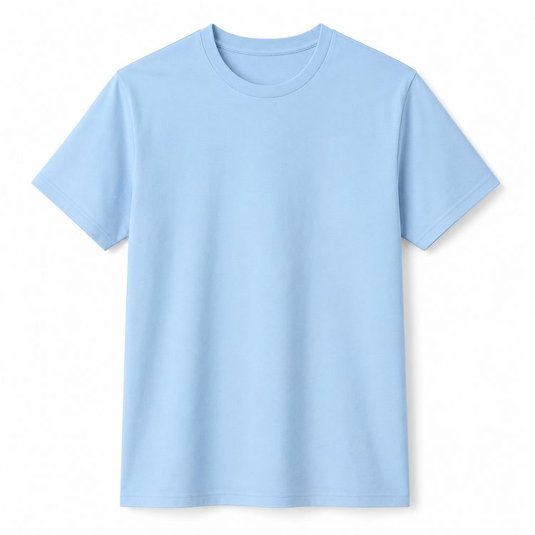 Essential Crew Neck T-Shirt – Sky Blue | 100% Cotton | 160 GSM | Regular Fit
