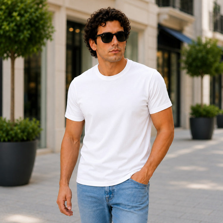 Essential Crew Neck T-Shirt – White | 100% Cotton | 160 GSM | Regular Fit