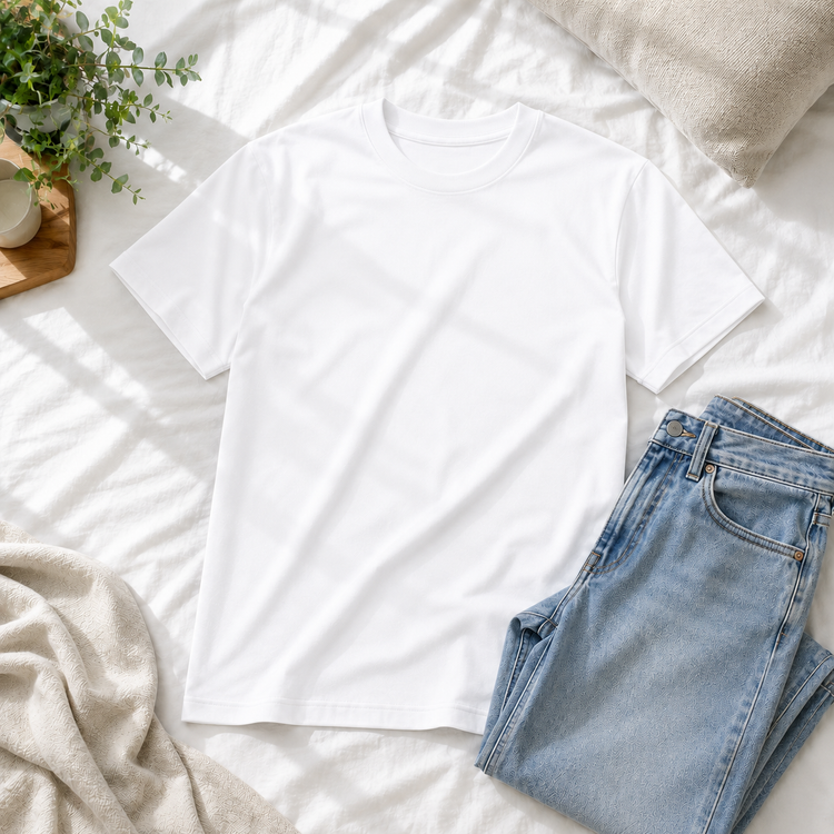 Essential Crew Neck T-Shirt – White | 100% Cotton | 160 GSM | Regular Fit