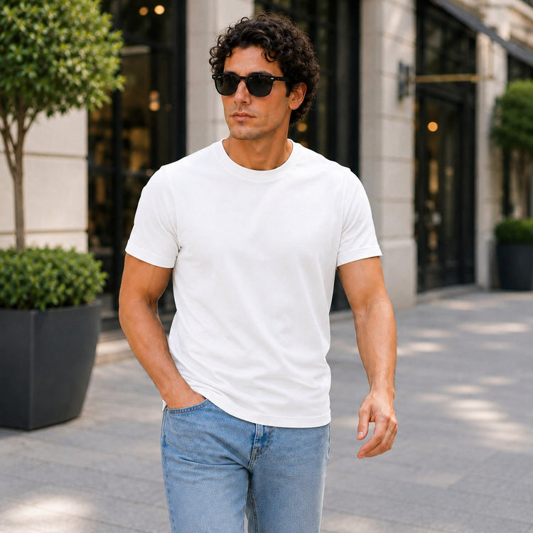 Essential Crew Neck T-Shirt – White | 100% Cotton | 160 GSM | Regular Fit