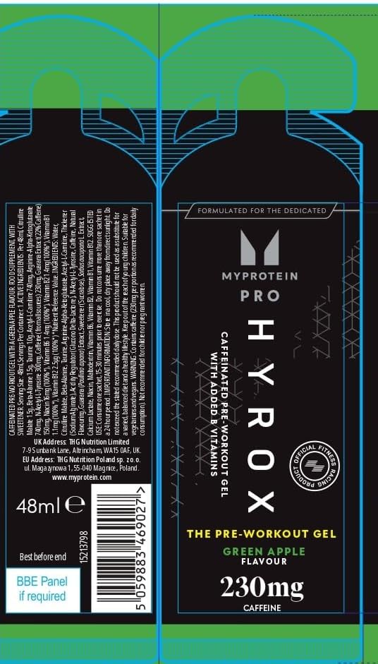MyProtein THE Pre Workout Gel (HYROX Edition) 12 x 50g Green Apple