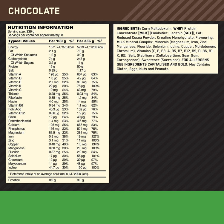 Optimum Nutrition Serious Mass 2.73kg Chocolate