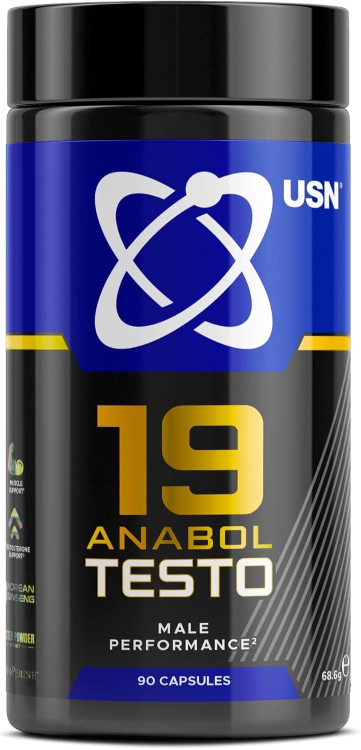 USN 19-Anabol Testo 90 Caps | Natural Testosterone Support | Muscle Growth, Strength & Recovery Booster | Anti-Catabolic Formula for Men