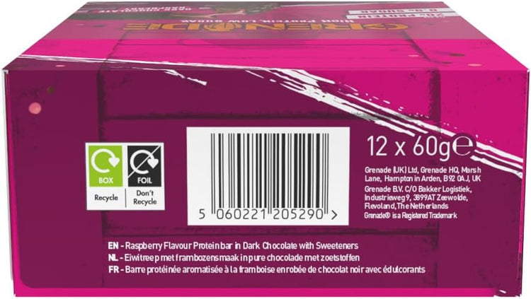 Grenade Protein Bar 12x60g Dark Chocolate Raspberry