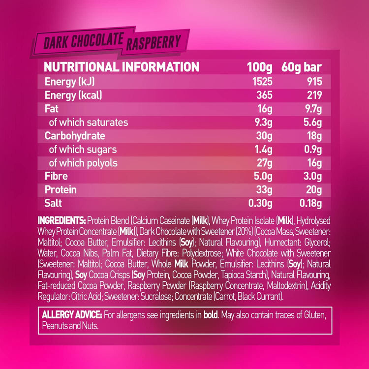 Grenade Protein Bar 12x60g Dark Chocolate Raspberry