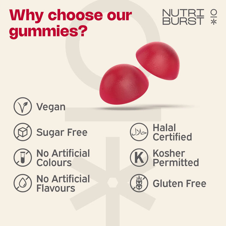 Nutriburst Hair, Skin & Nails 60 Gummies Strawberry