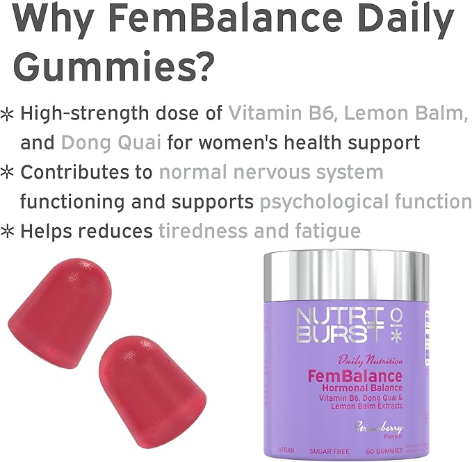 Nutriburst Fembalance 60 Gummies Strawberry